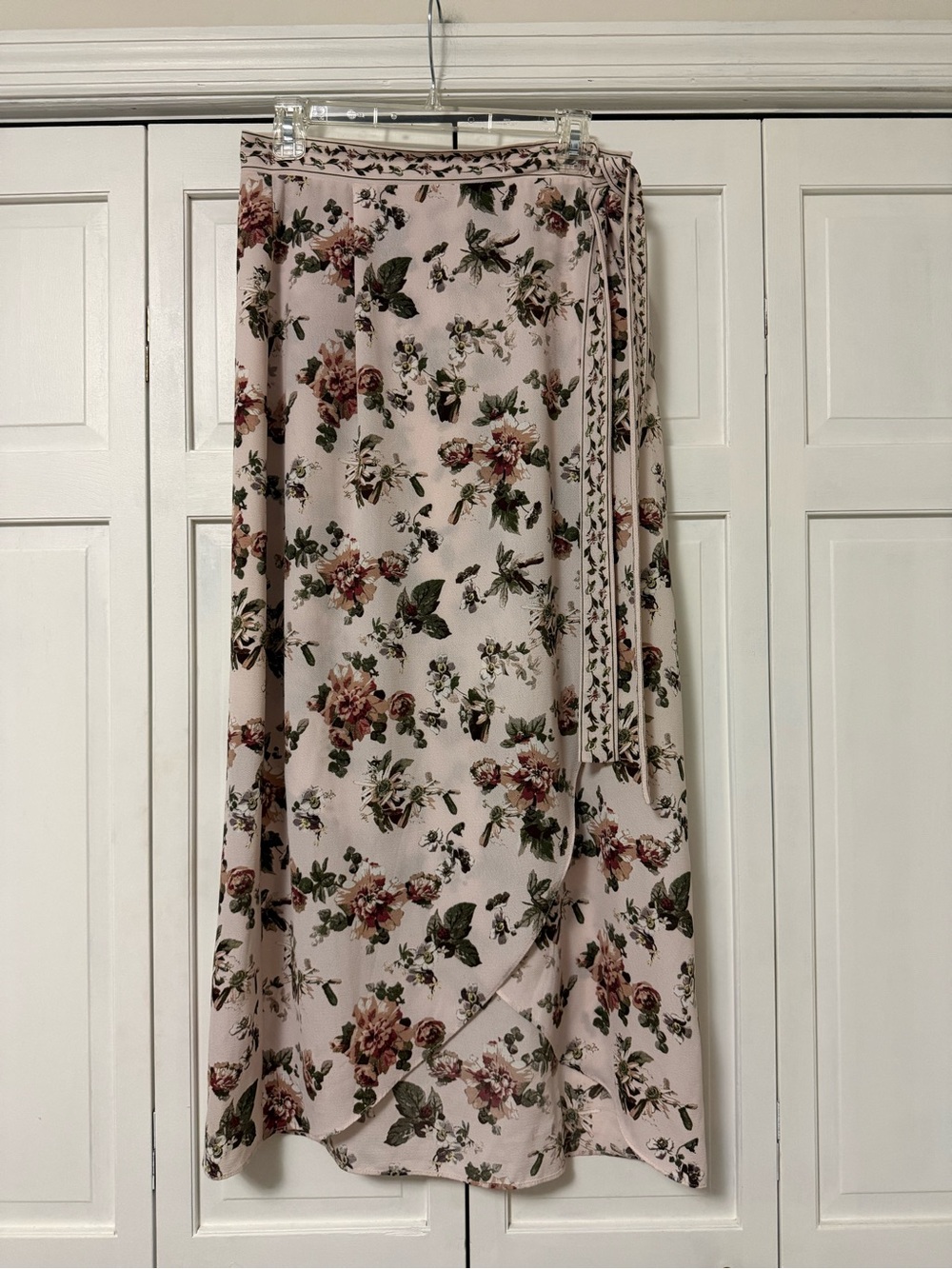 Max Studio Floral Wrap Maxi Skirt - Light Blush/Floral Print Cottagecore Country